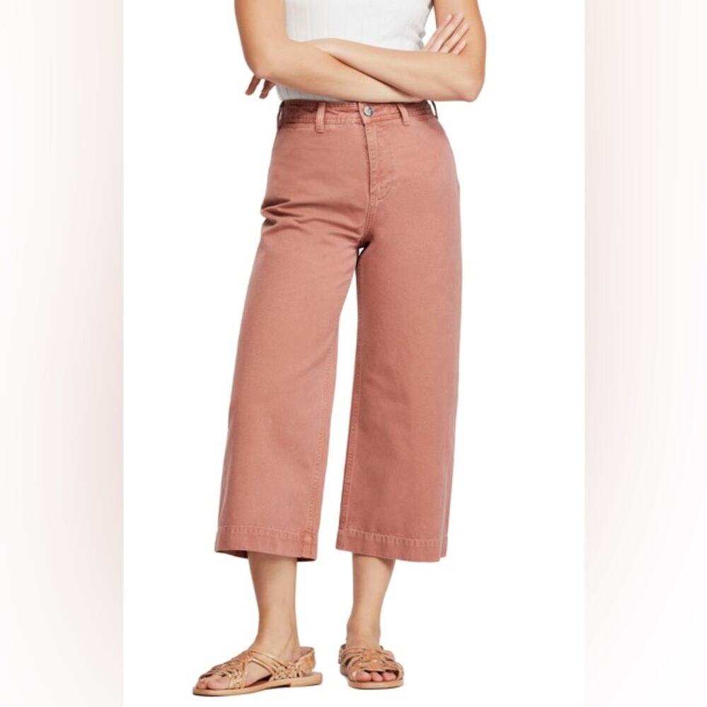 FREE PEOPLE WE THE FREE PATTI CROP COTTON PANTS IN ROSE PINK/BROWN SIZE 27